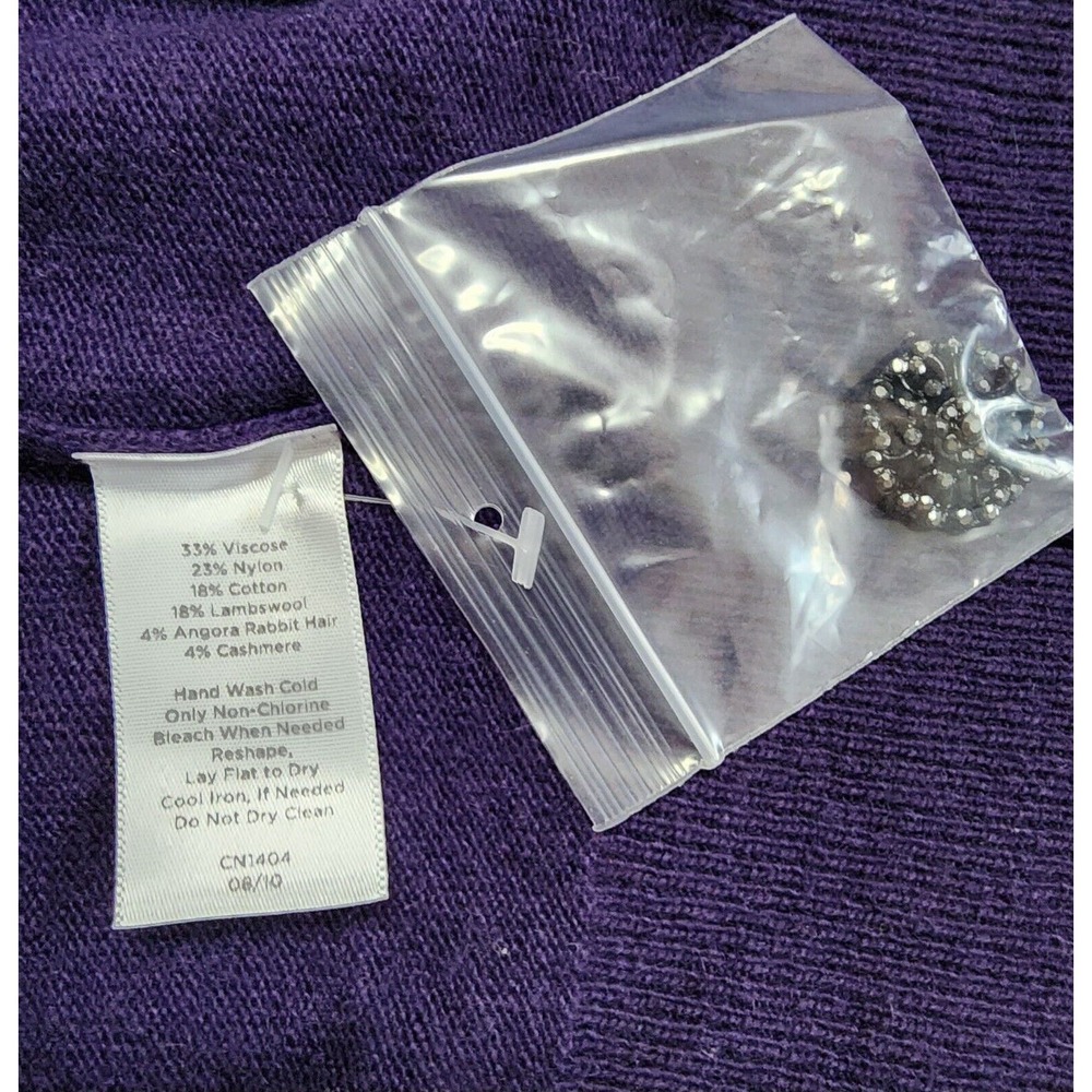 Talbots Womens Cashmere Blend Lightweight Cardigan Sequened Buttons L - Picture 3 of 9